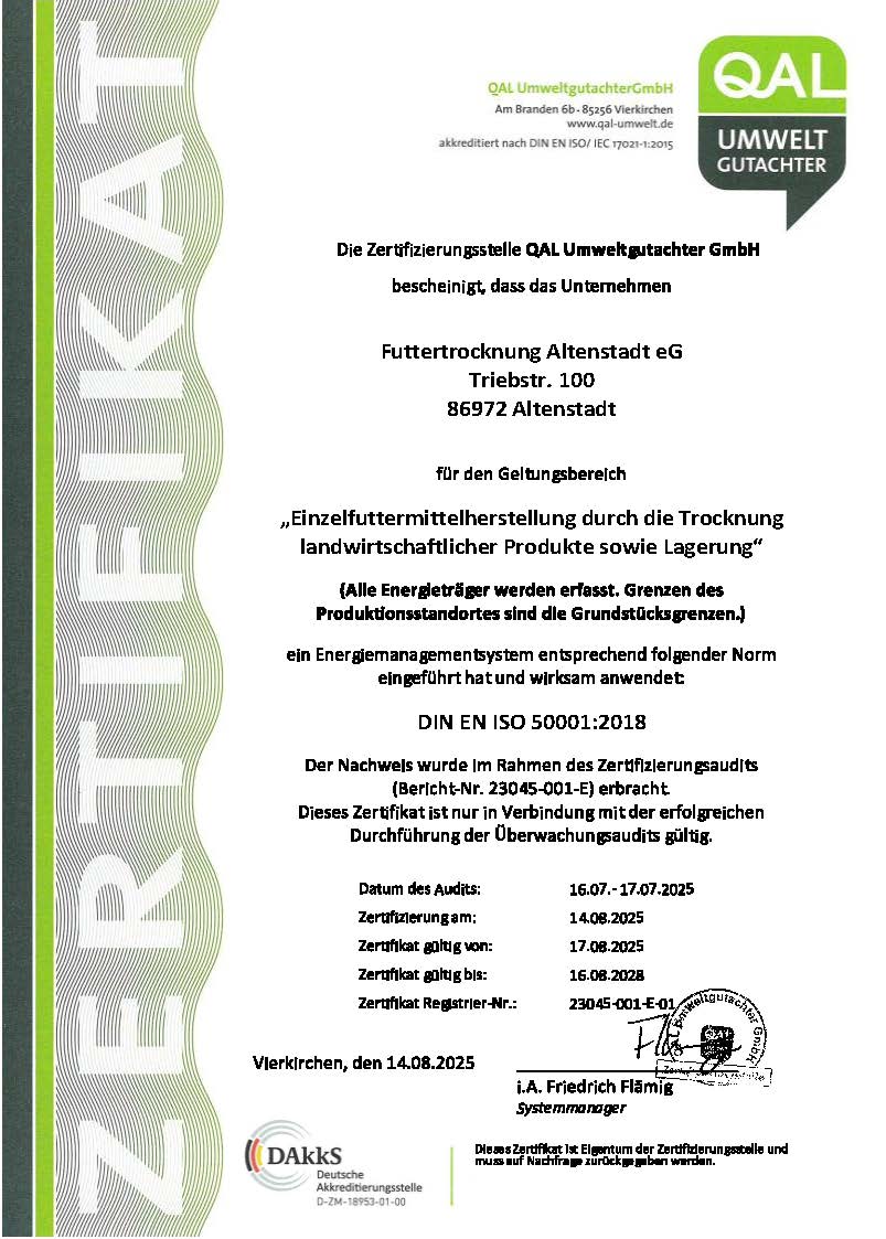 Energie - ISO 50001:2018 Zertifikat