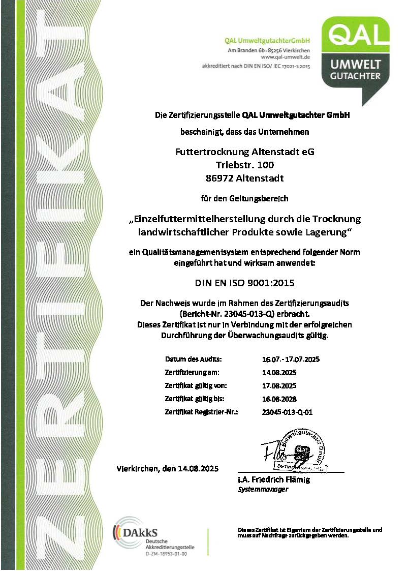 QM - ISO 9001:2015 Zertifikat